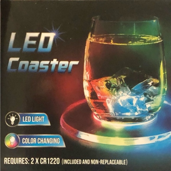 2pack LED light color changing coasters with batteries new - Picture 3 of 5